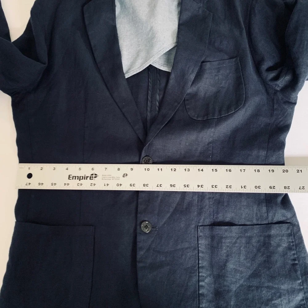 Nautica 100% Linen Blazer Men M Navy Blue Sport Coat Coastal Resort Quiet Luxury